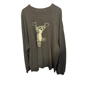 Vintage Disney Tigger Embroidered Black Crewneck Sweatshirt XXL Unisex Ribbed Co